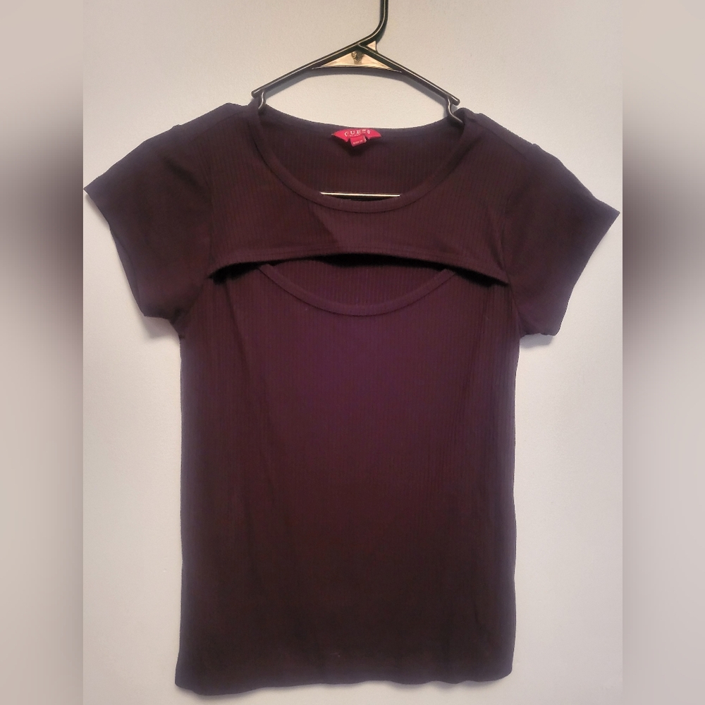 Guess Women's Black Slit In Chest Top
